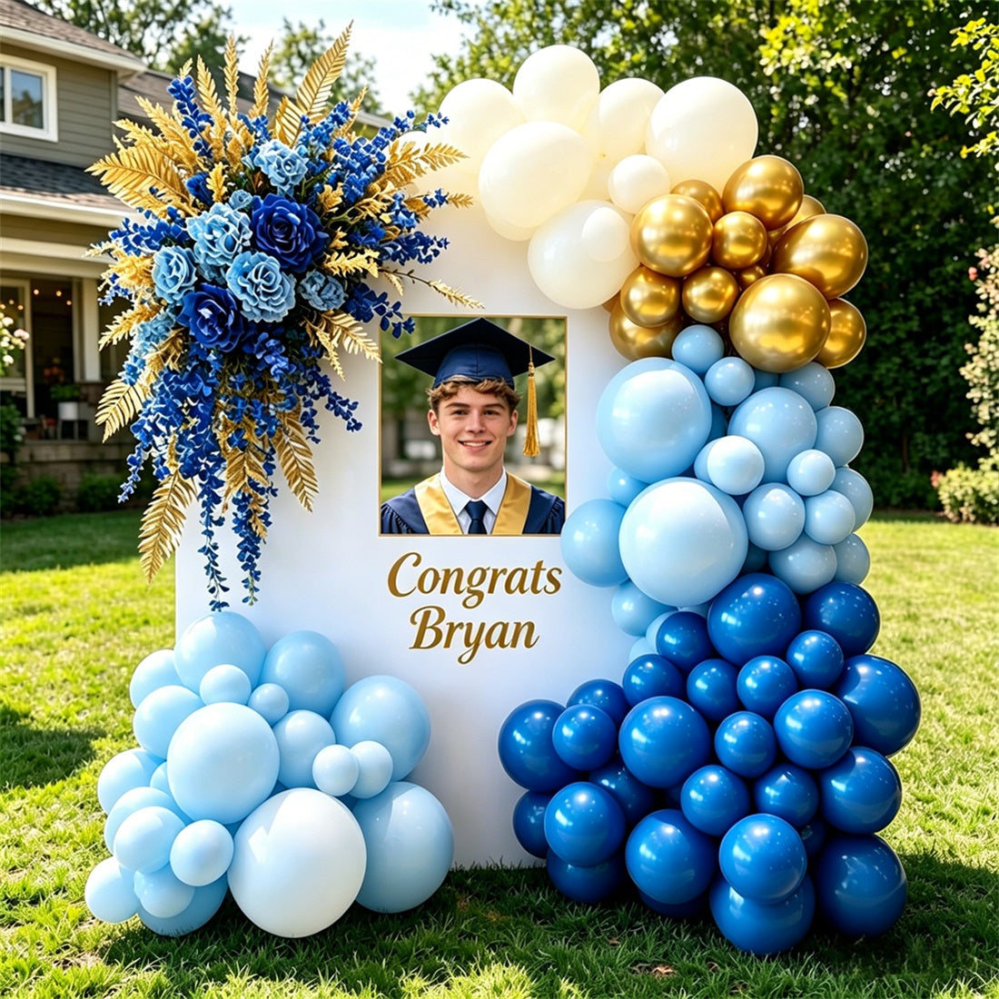 Graduation Backdrop With Picture White Arch Party Decor Custom Graduation Backdrop With Photo GQ64-27