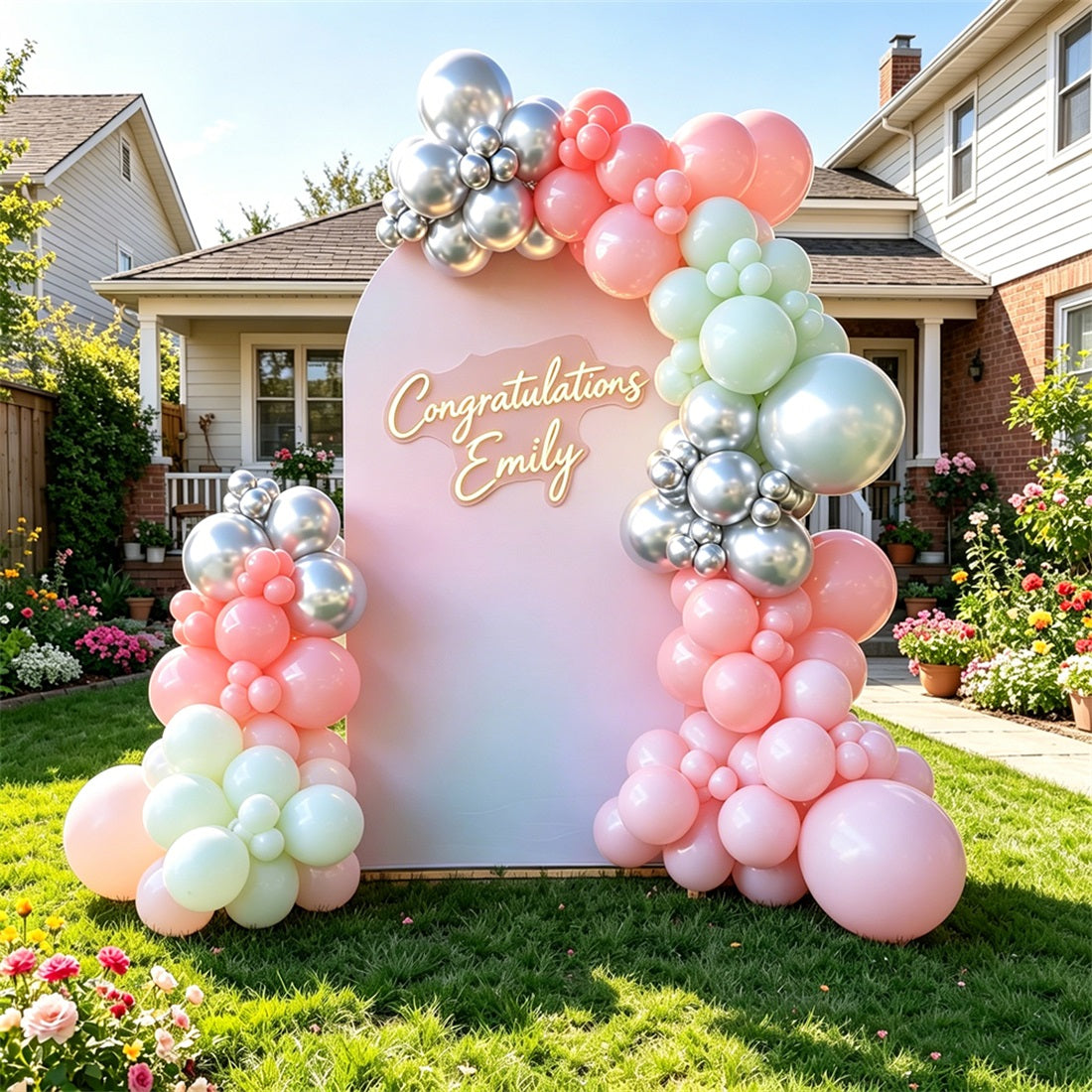 Custom Graduation Backdrop Banner Gradient Pink Arch Personalized Graduation Backdrop Banner GQ64-8