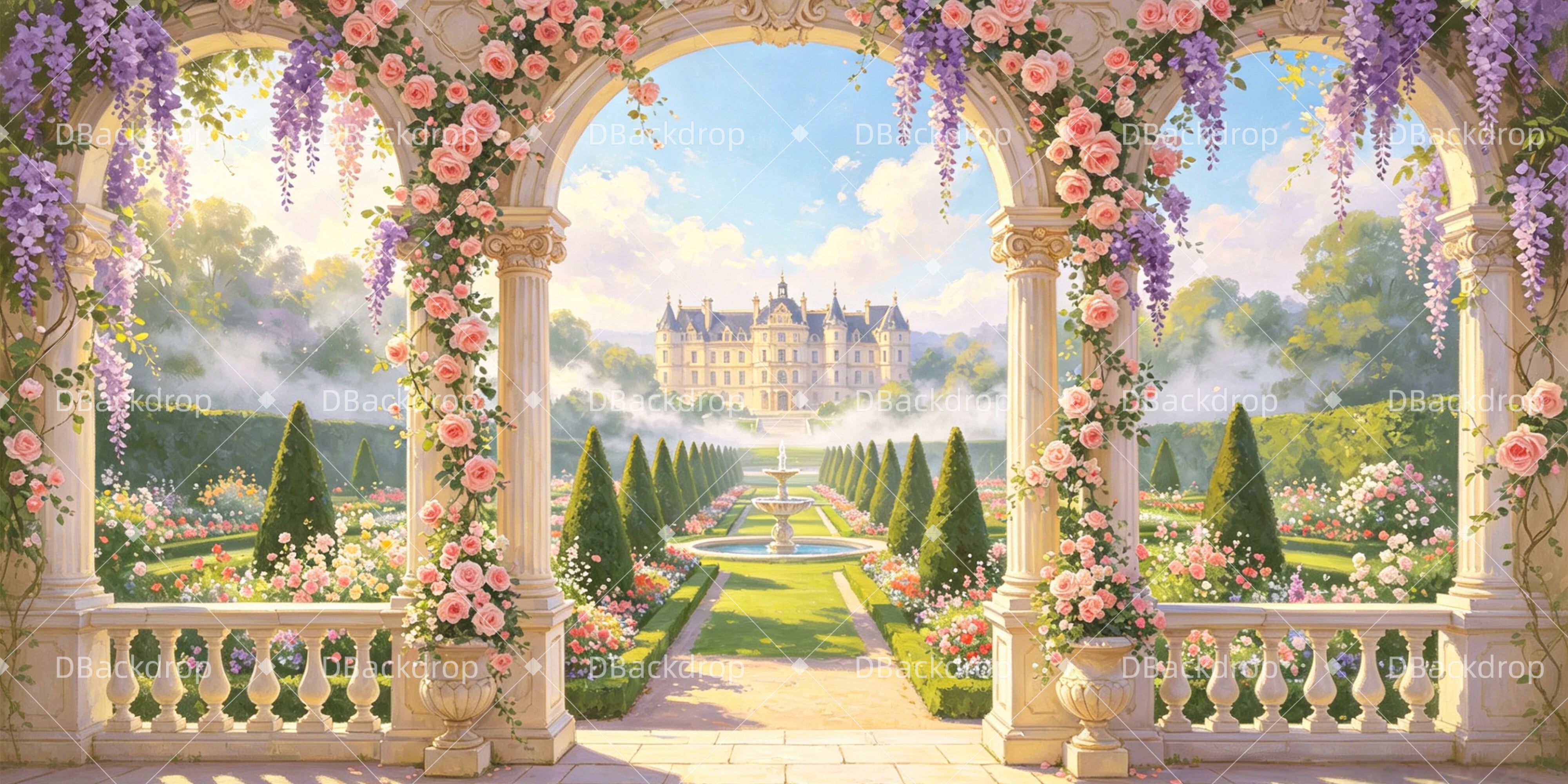 Dance Recital Backdrop Floral Arch Garden Theater Stage Backdrop GQ64-T8