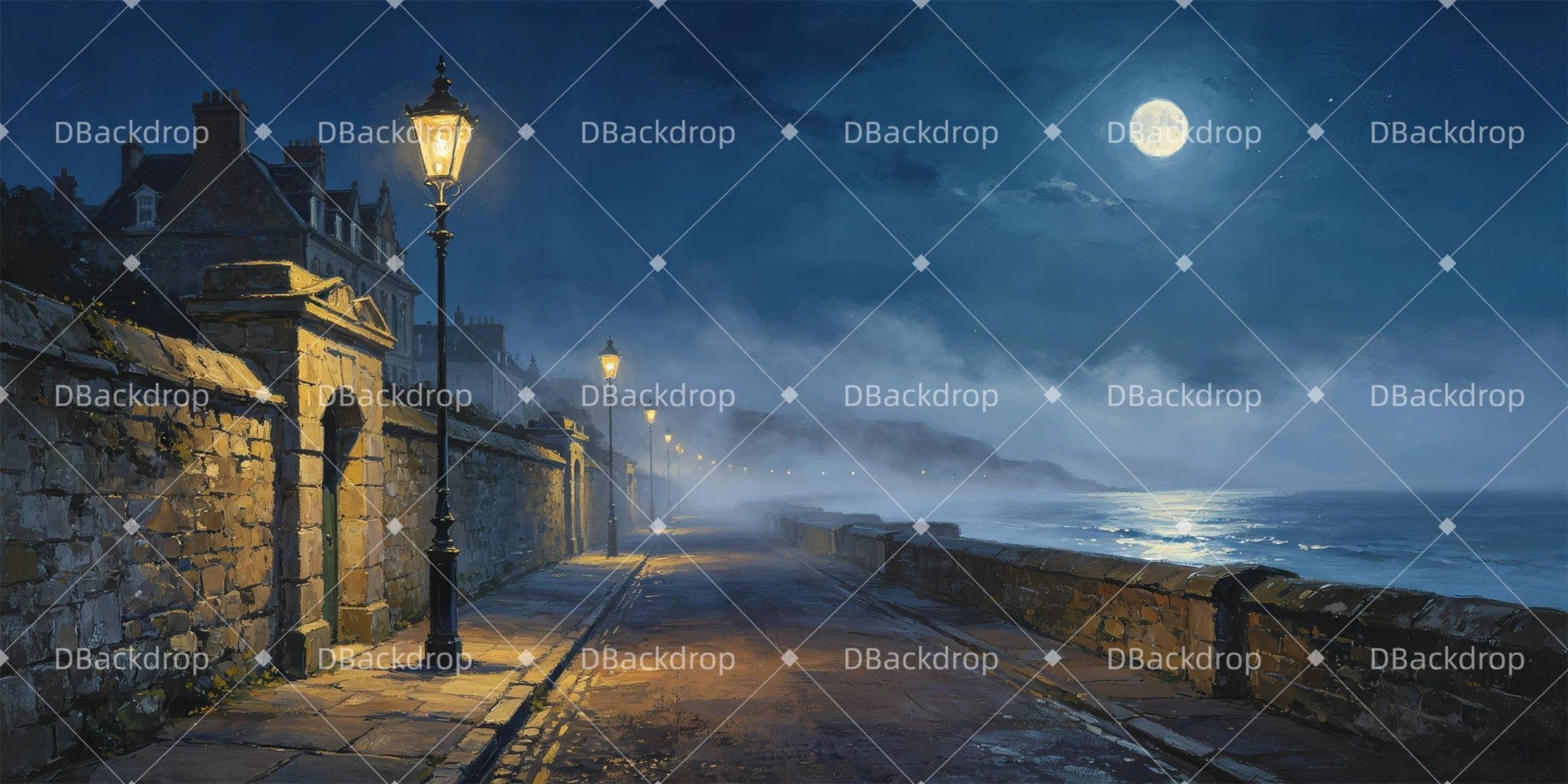 Backdrop For Theater Play Coastal Road Movie Theater Backdrop GQ65-T107