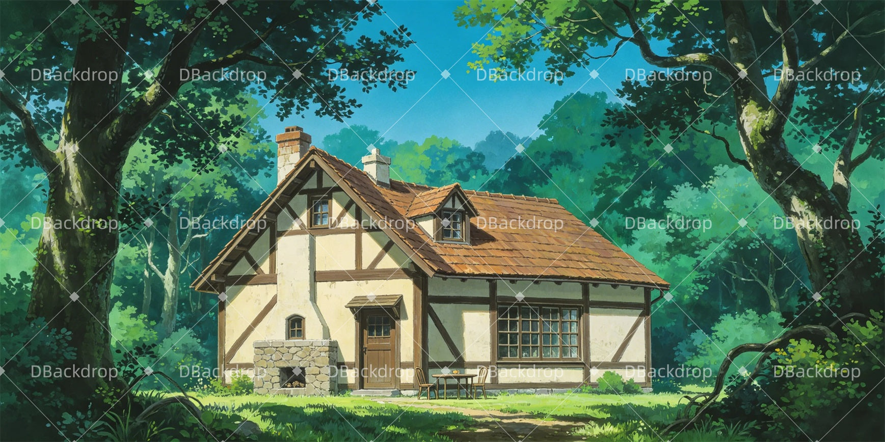 Performance Backdrop Rural Woods Cabin Theater Stage Backdrops GQ65-T34