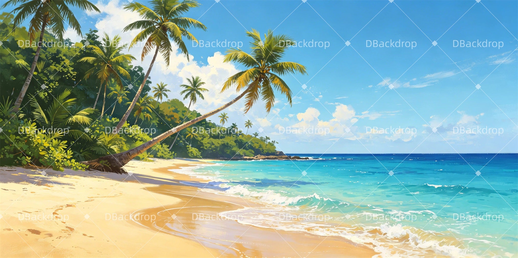 Scenery Backdrops For Theater Caribbean Beach Stage Backdrops GQ65-T62