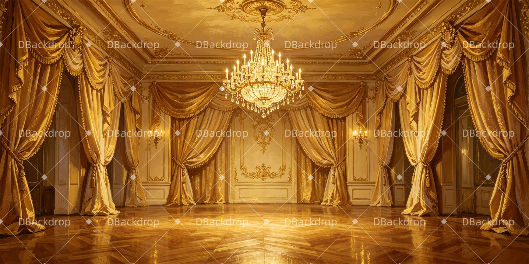 School Dance Backdrop Chandelier Ballroom Theater Stage Backdrops GQ65-T80