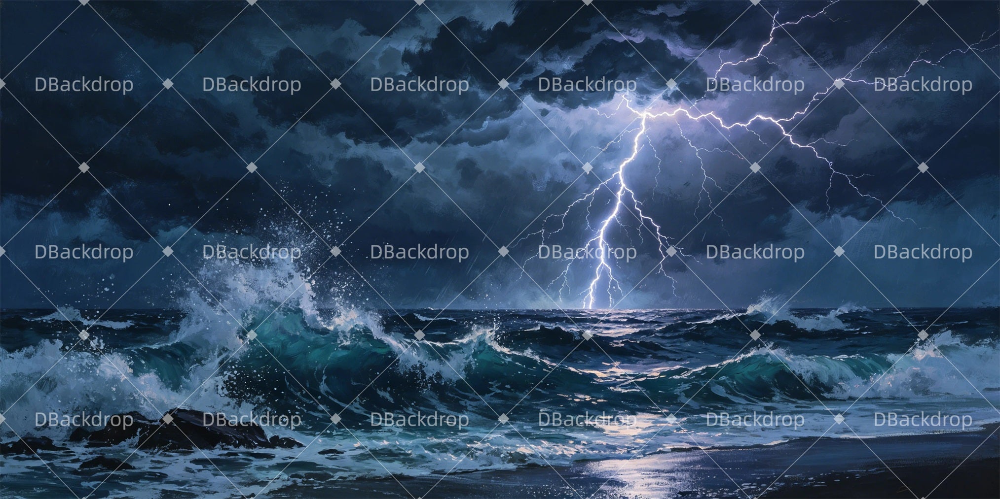 Scenic Backdrops Stormy Ocean Night Theater Stage Backdrops GQ65-T89