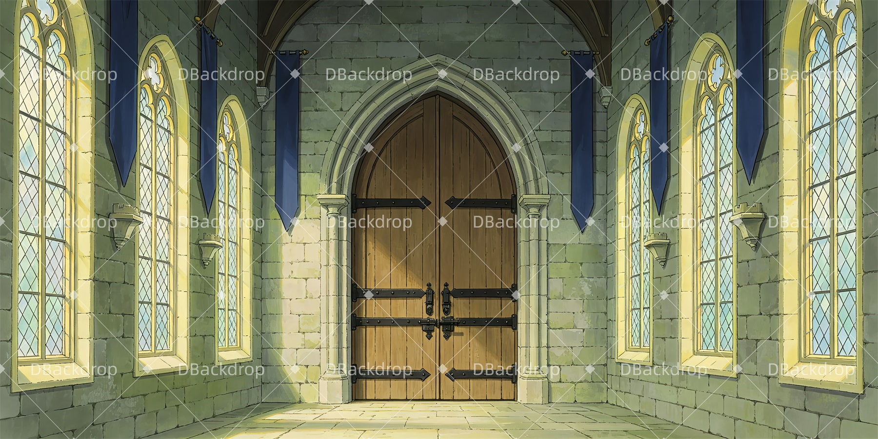 Theater Backdrop Medieval Castle Hall Stage Backdrop Ideas GQ65-T91