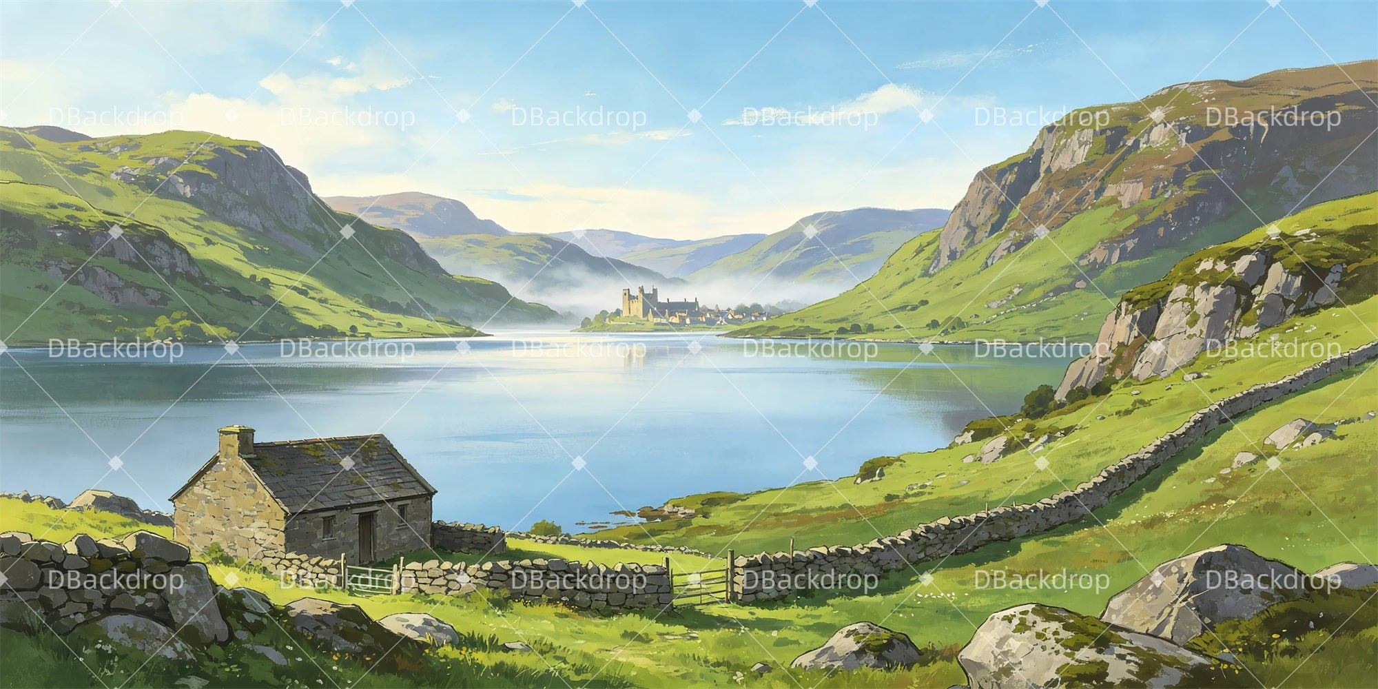 Stage Backdrop Scottish Countryside Theater Backdrops For Sale GQ65-T98