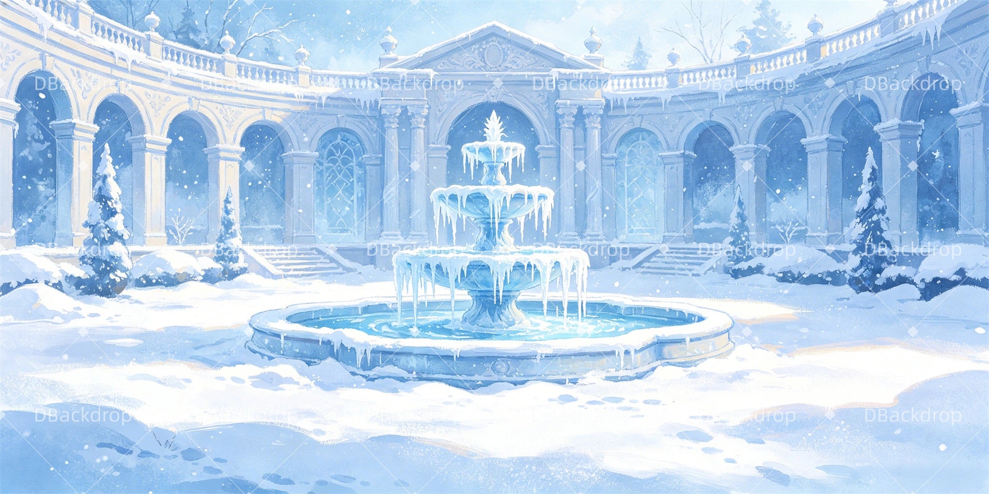 Large Stage Backdrops Frozen Courtyard Cheap Theater Backdrops GQ66-T44