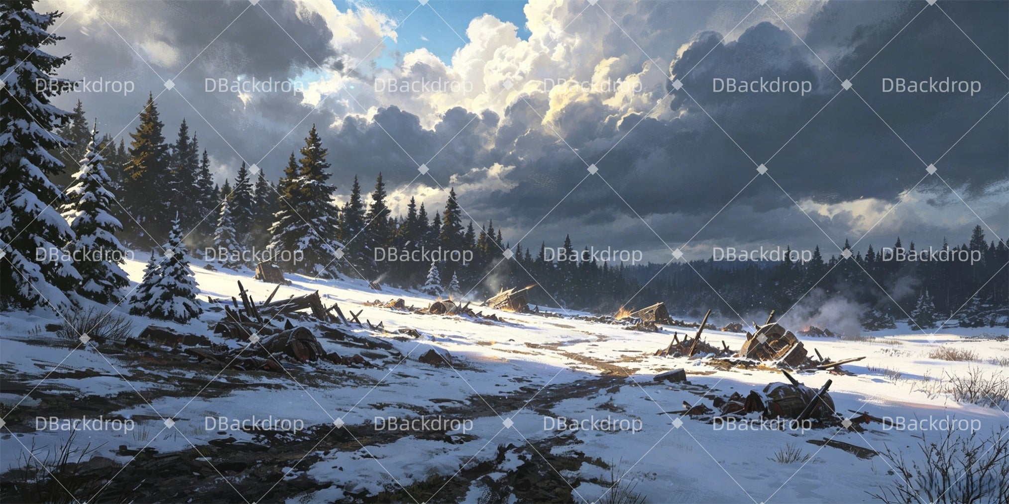 Forest Stage Backdrop Battle of Narnia Backdrop For Theater GQ66-T47