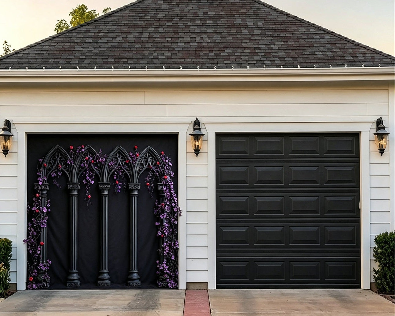 Halloween Gothic Backdrop Black Rose Arcade Double Garage Door Banner GQ67-14-1 car