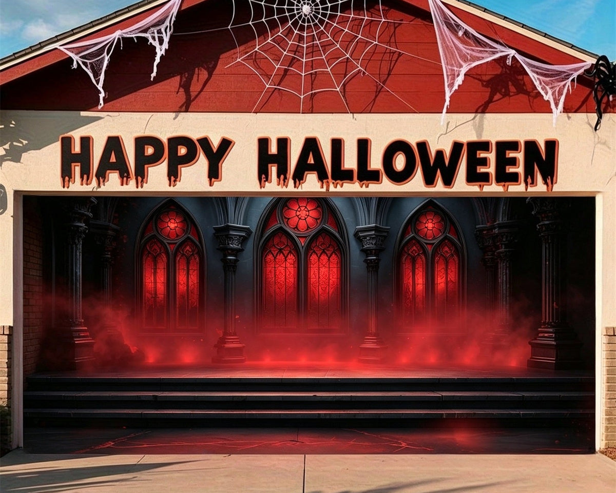Halloween Crimson Fog Cathedral Window Backdrop Halloween Garage Decor GQ67-19-2 car