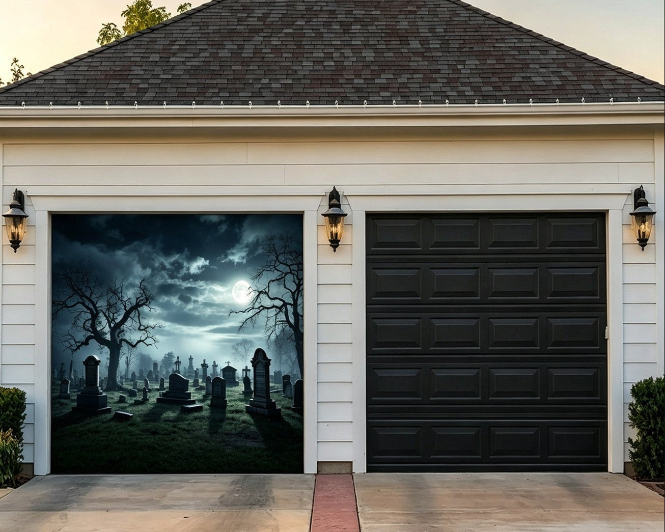 Halloween Garage Door Backdrop Gothic Graveyard Forest GQ67-2-1 car