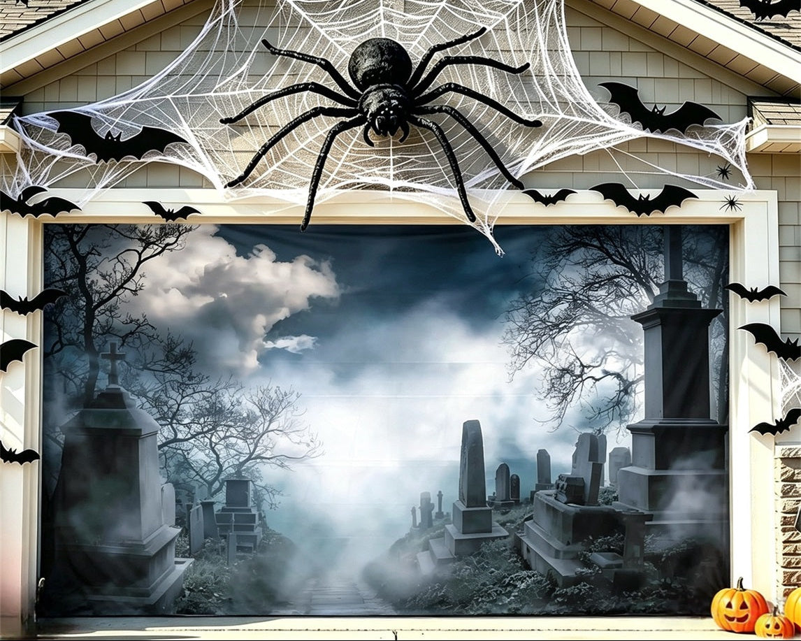 Halloween Haunted Graveyard Backdrop Trick or Treat Garage Door Banner GQ67-28-2 car