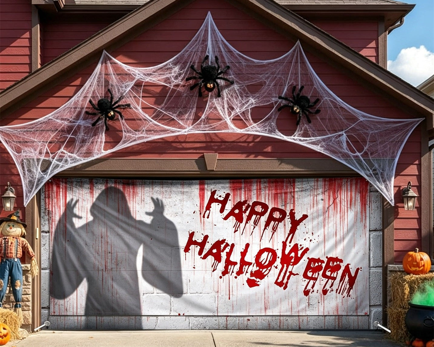 Happy Halloween Backdrop Bloody Shadow Horror Wall Garage Door Banner GQ67-29-2 car