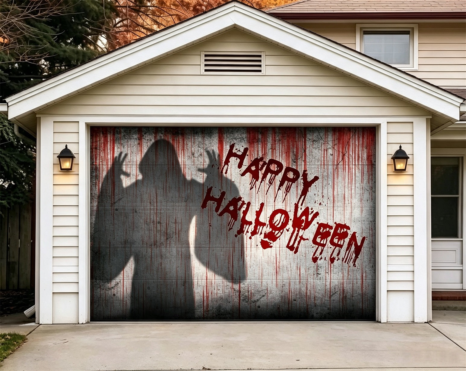 Happy Halloween Backdrop Bloody Shadow Horror Wall Garage Door Banner GQ67-29-1 car