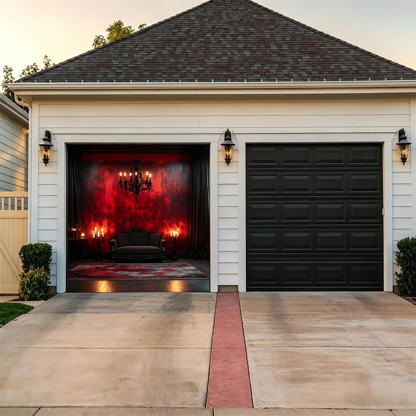 Halloween Garage Door Decoration Crimson Gothic Candle Lounge GQ67-3