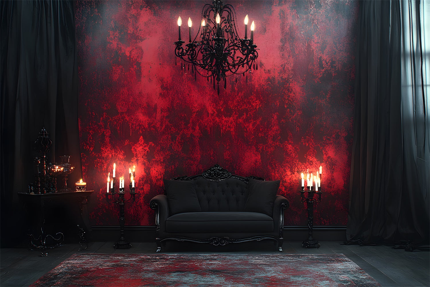 Halloween Garage Door Decoration Crimson Gothic Candle Lounge GQ67-3
