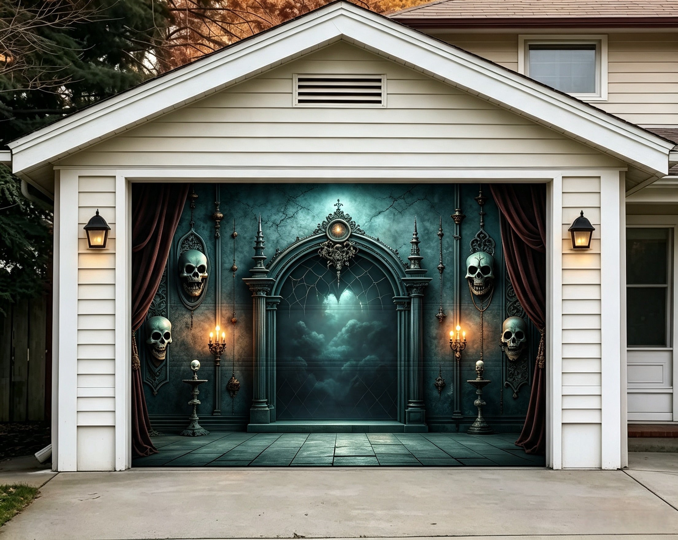 Halloween Skull Gothic Portal Backdrop Outdoor Garage Door Banner GQ67-34-1 car