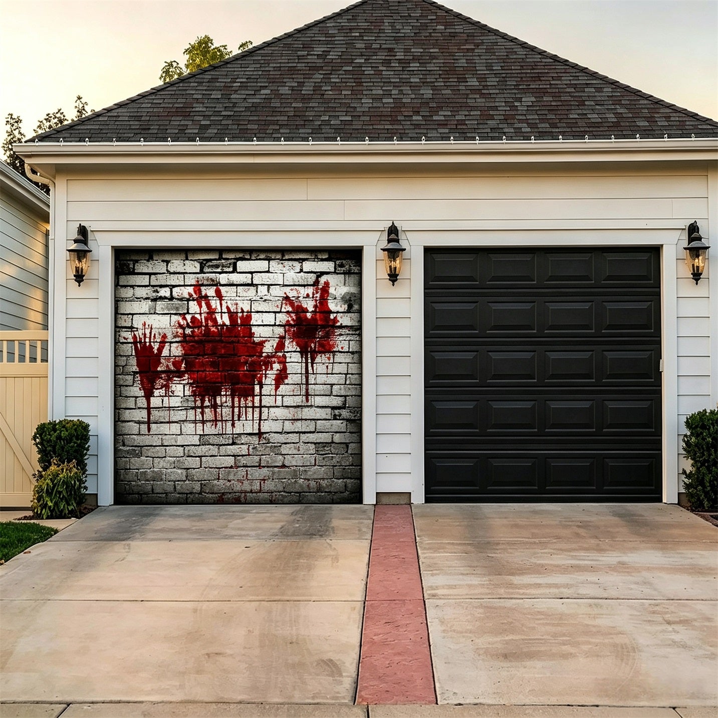 Halloween Backdrop Bloody Brick Wall Halloween Garage Door Banner GQ67-35