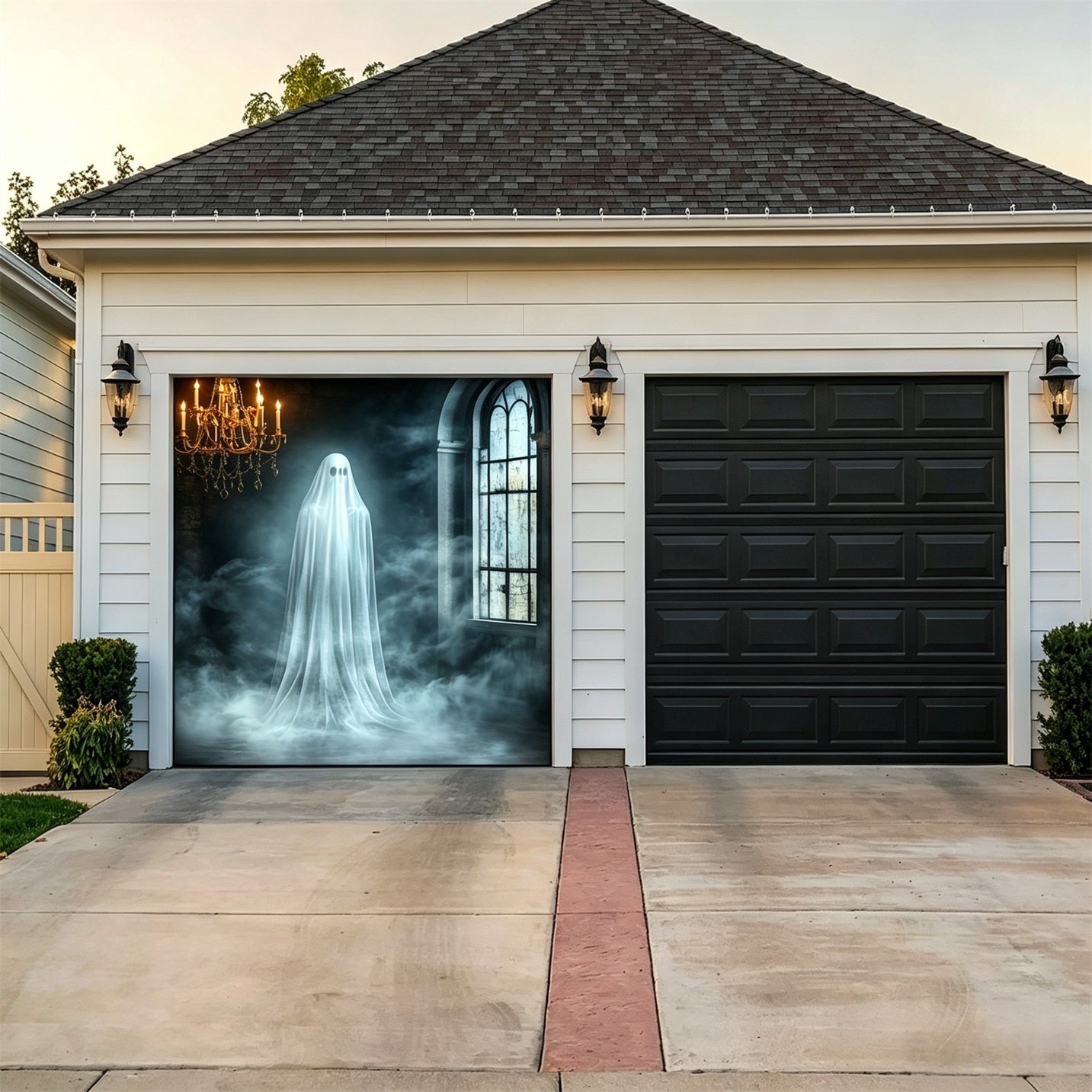 Halloween Ghost Haunted Mansion Backdrop Garage Door Cover GQ67-36