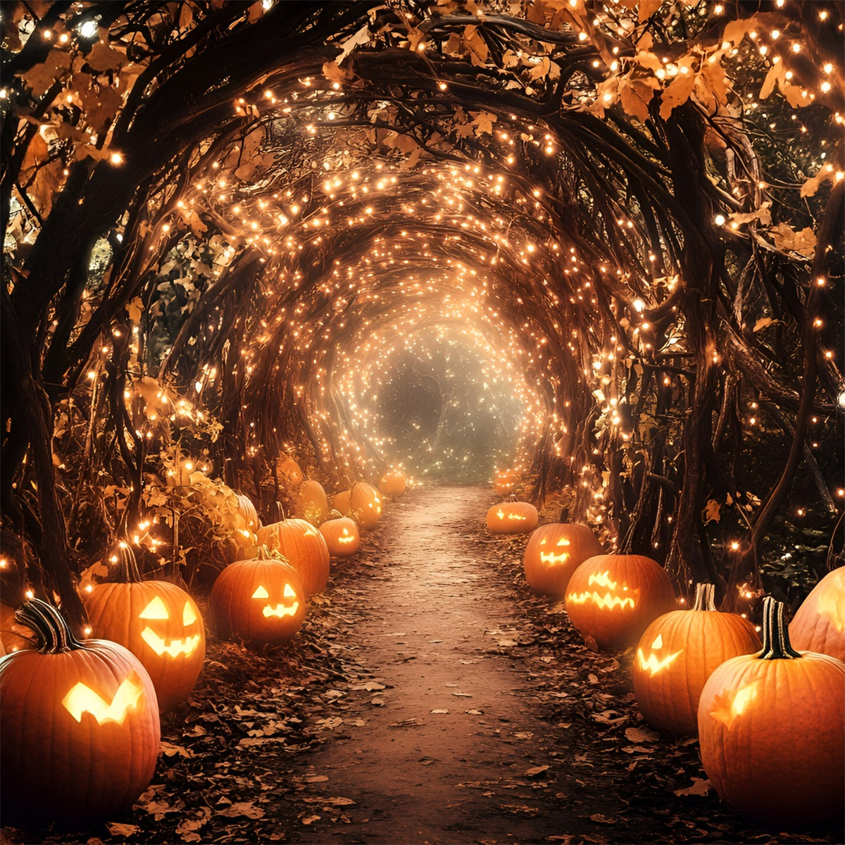 Halloween Glowing Pumpkin Tunnel Backdrop Decor Garage Door Banner GQ67-39