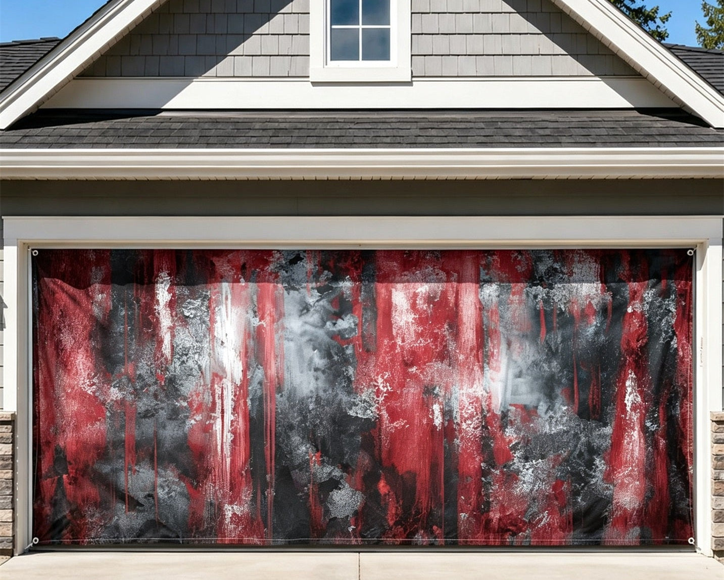 Scary Halloween Crimson Black Grunge Texture Garage Door Backdrop GQ67-43-2 car