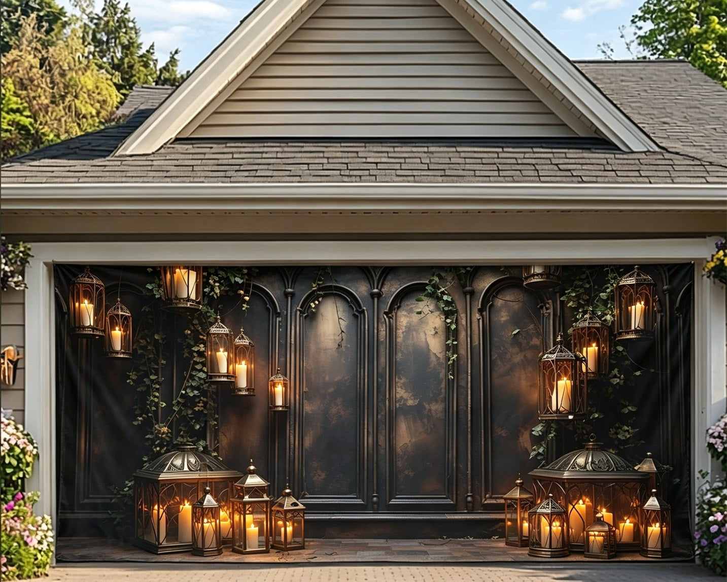 Halloween Gothic Candle Lantern Gallery Backdrop Garage Door Decor GQ67-47-2 car
