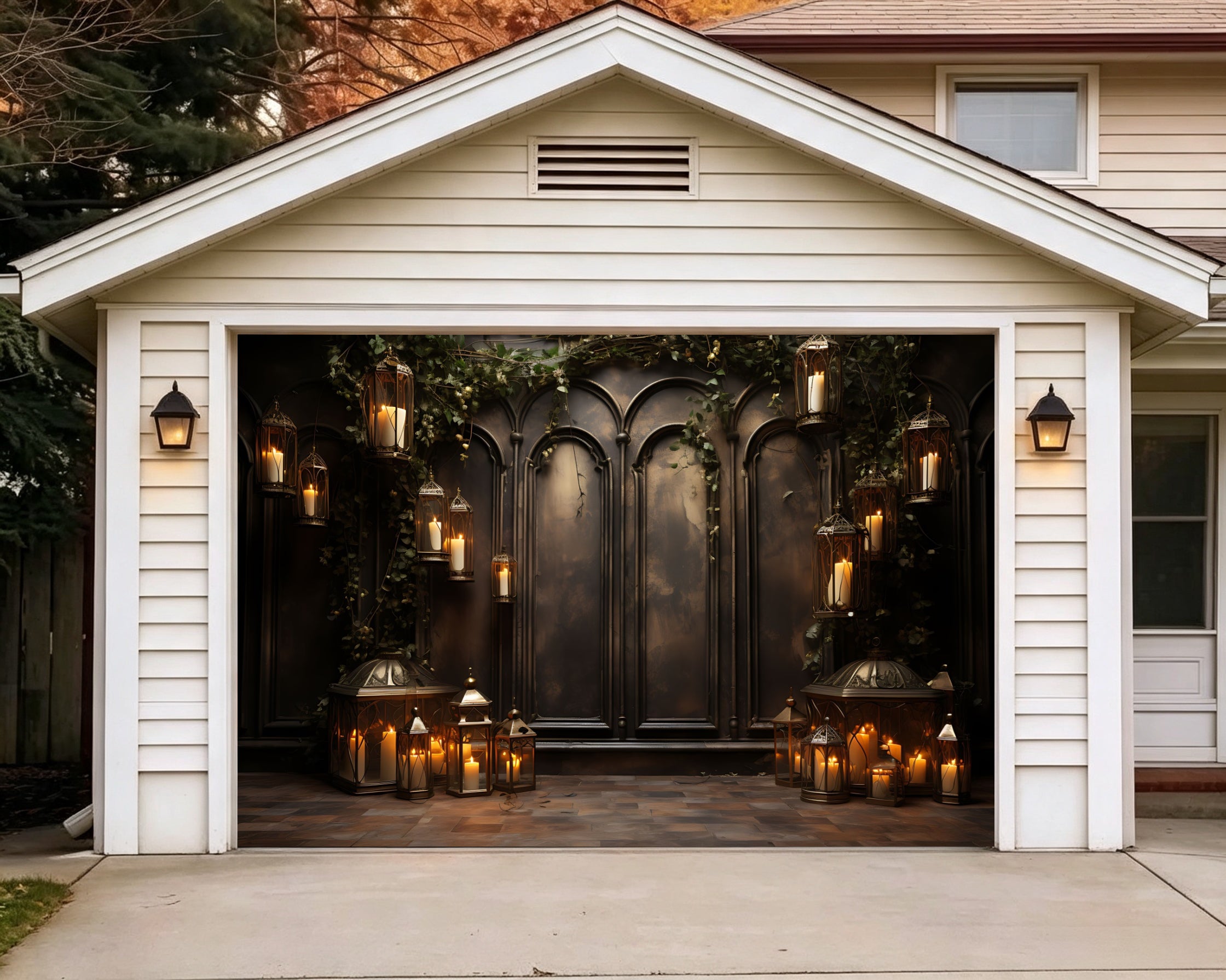 Halloween Gothic Candle Lantern Gallery Backdrop Garage Door Decor GQ67-47-1 car