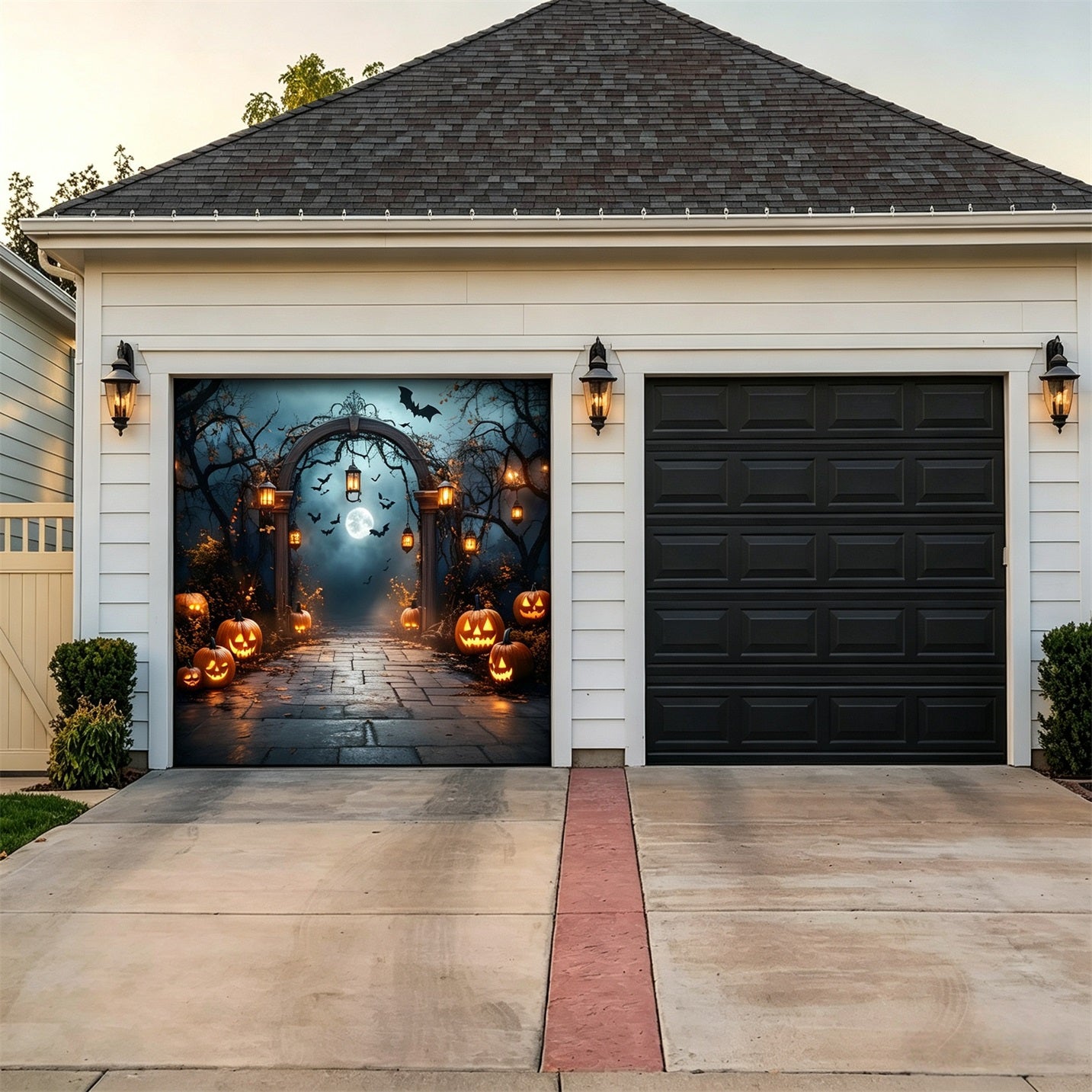 Halloween Moonlit Pumpkin Lantern Path Garage Door Backdrop GQ67-48