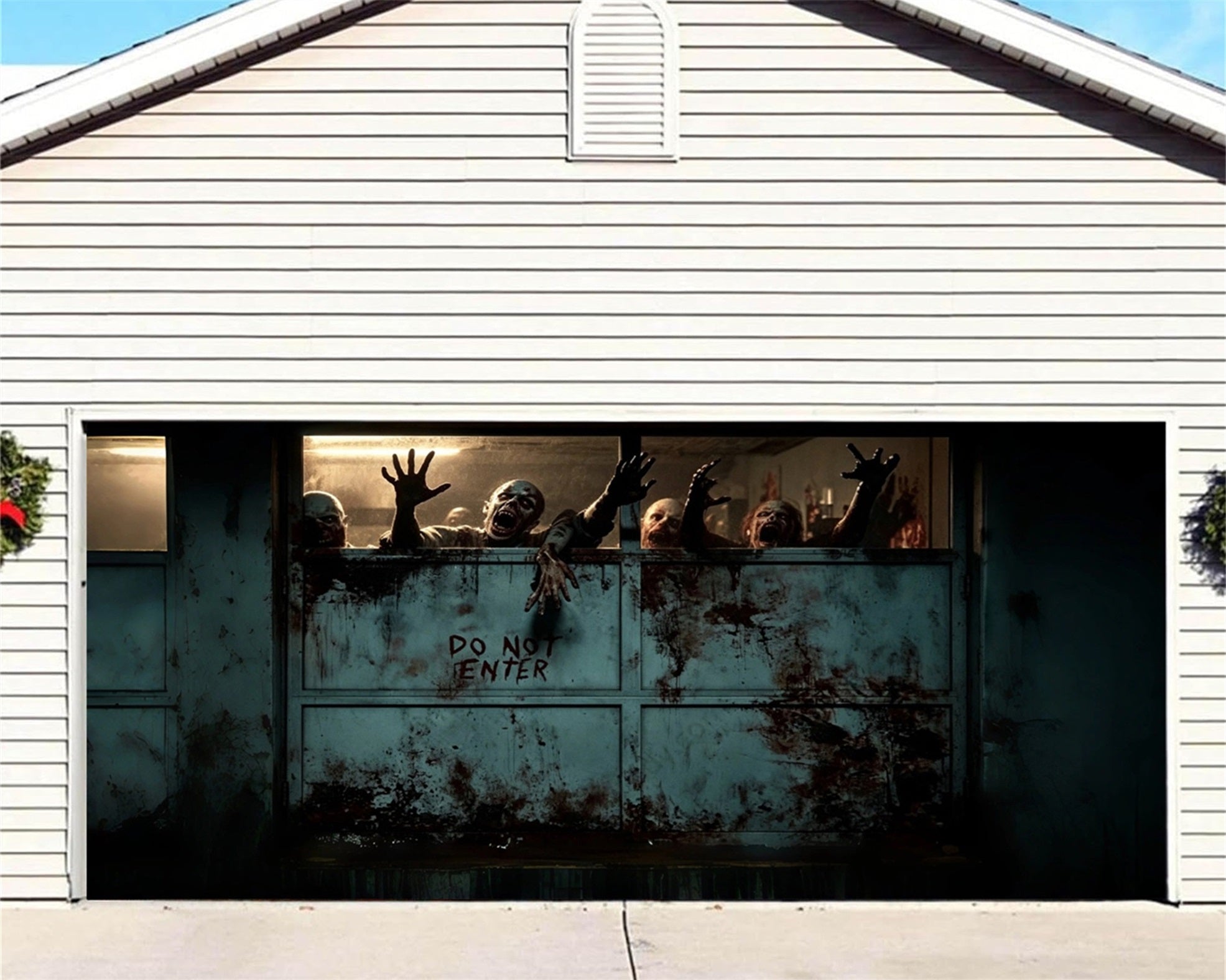 Zombie Halloween Garage Door Decor Bloody Ward Barricade Halloween Garage Door Cover GQ67-51-2 car