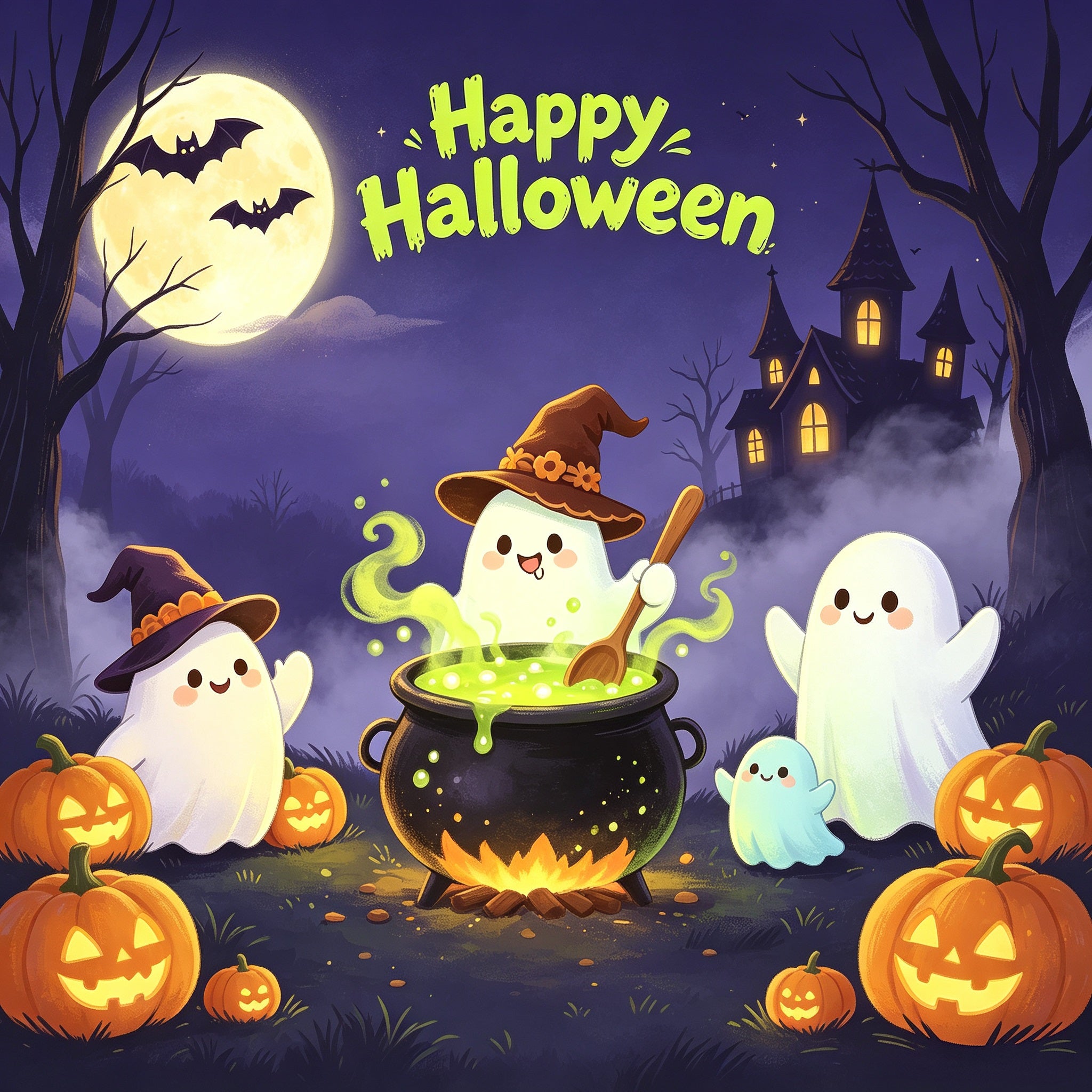 Ghost Halloween Garage Door Cover Cheerful Cauldron Party Halloween Garage Door Decoration GQ67-67-1 car