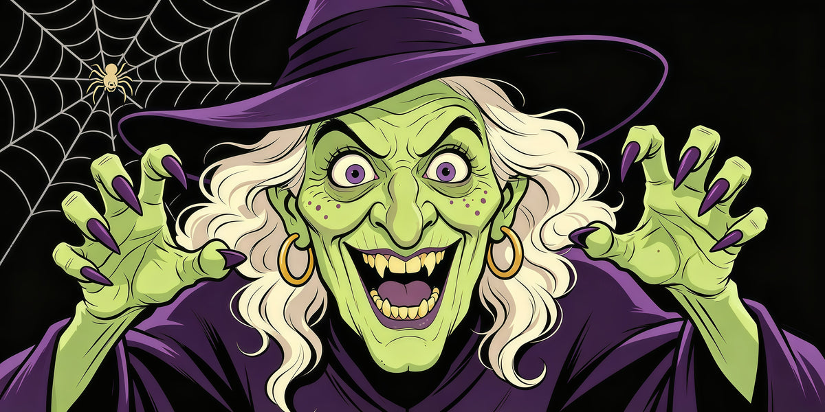 Witch Halloween Garage Door Cover Grinning Green Webs Halloween House Garage Decorations GQ67-72-2 car