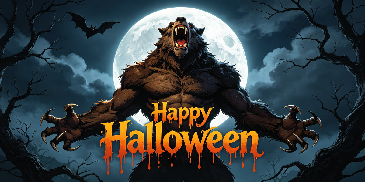 Spooky Halloween Garage Door Cover Moonlit Roaring Werewolf Halloween Porch Garage Door Decor GQ67-75-2 car
