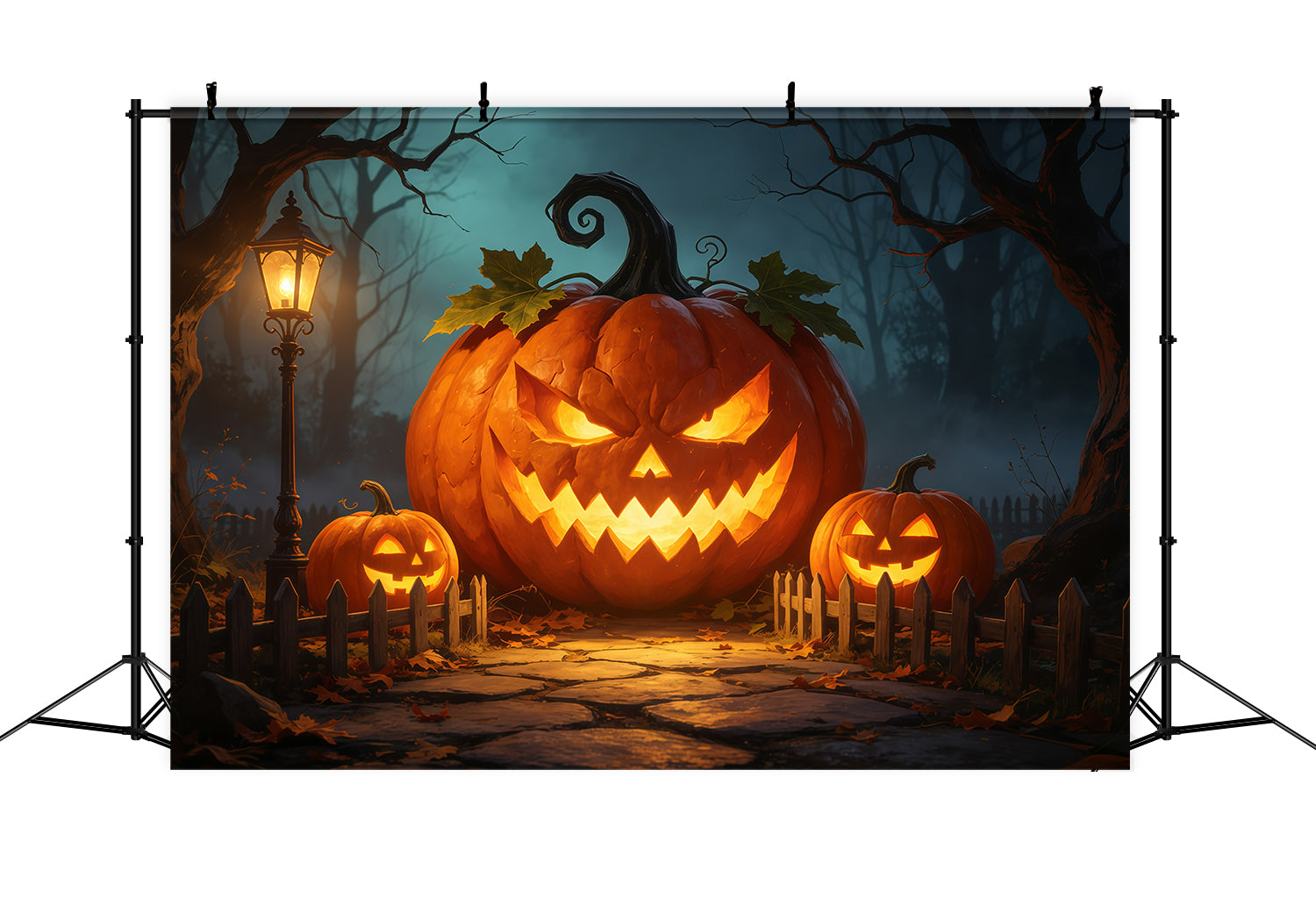 Jack o Lantern Backdrop Giant Glowing Pumpkin Gateway Disney Halloween Backdrop GQ67-82