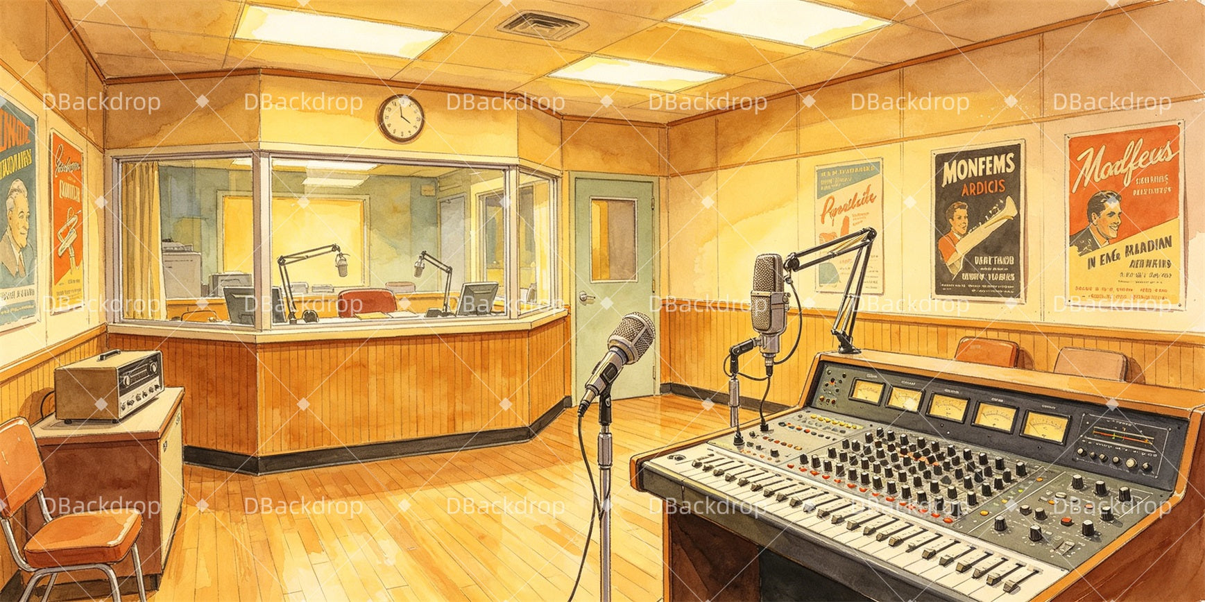 Musical Backdrop Radio Station Professional Stage Backdrops GQ67-T1