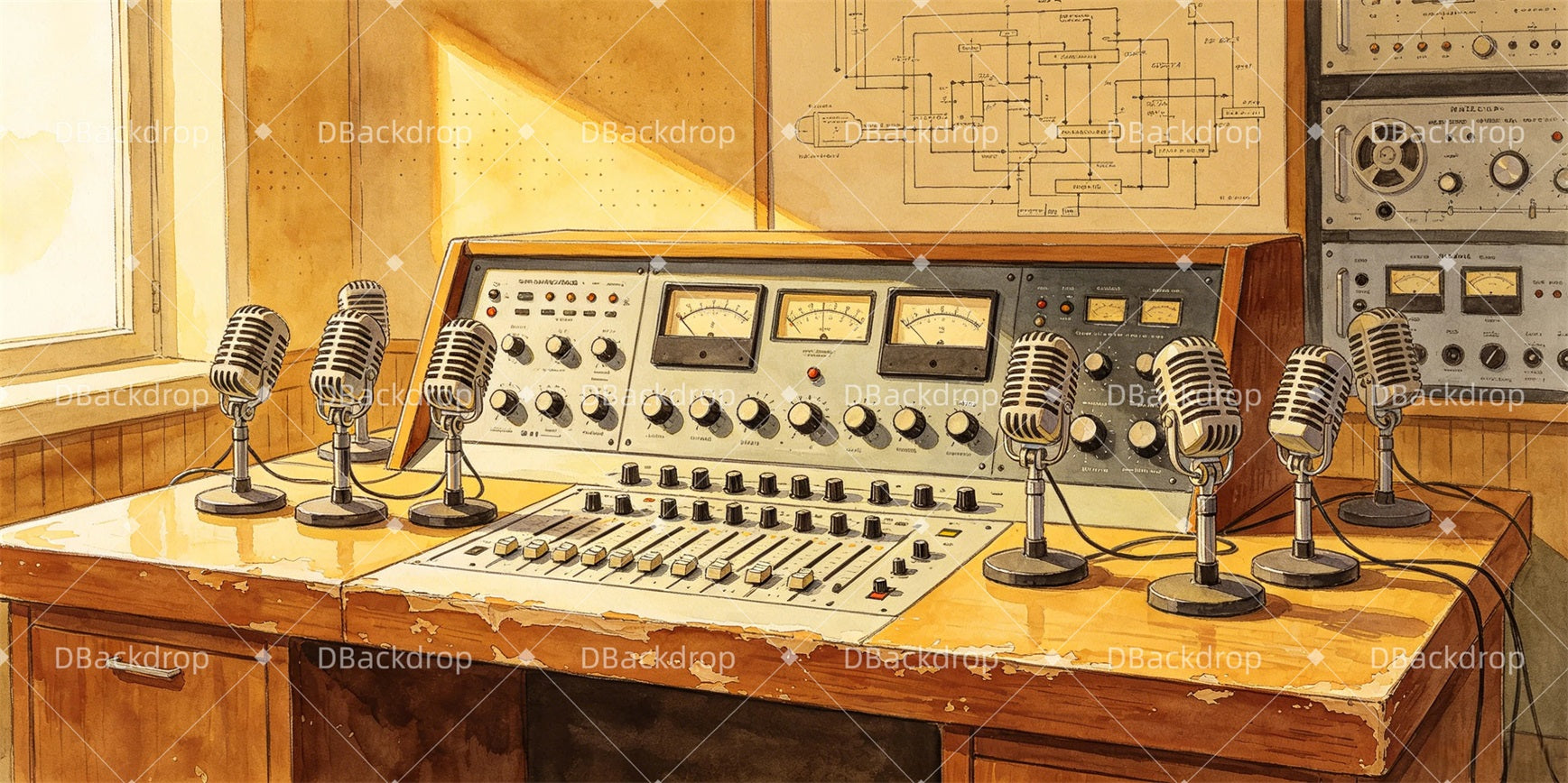 Theater Backdrops Vintage Broadcast Room Stage Backdrop Ideas GQ67-T14