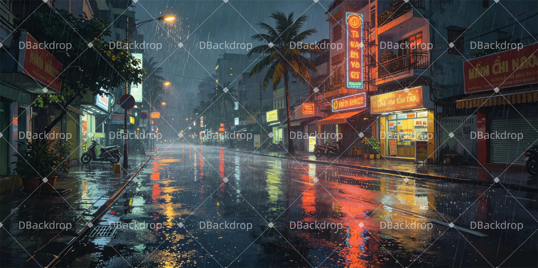 Professional Stage Backdrops Rainy Night Street Theater Backdrop GQ67-T28