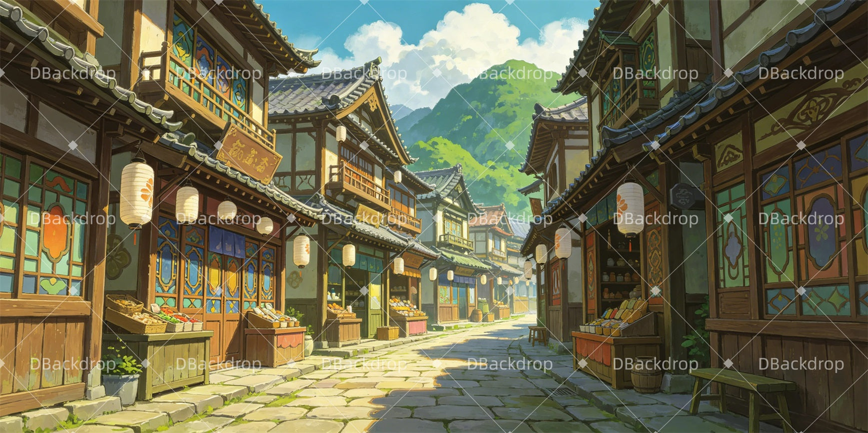 School Play Backdrop Titipu Town Street Performance Backdrop GQ67-T33