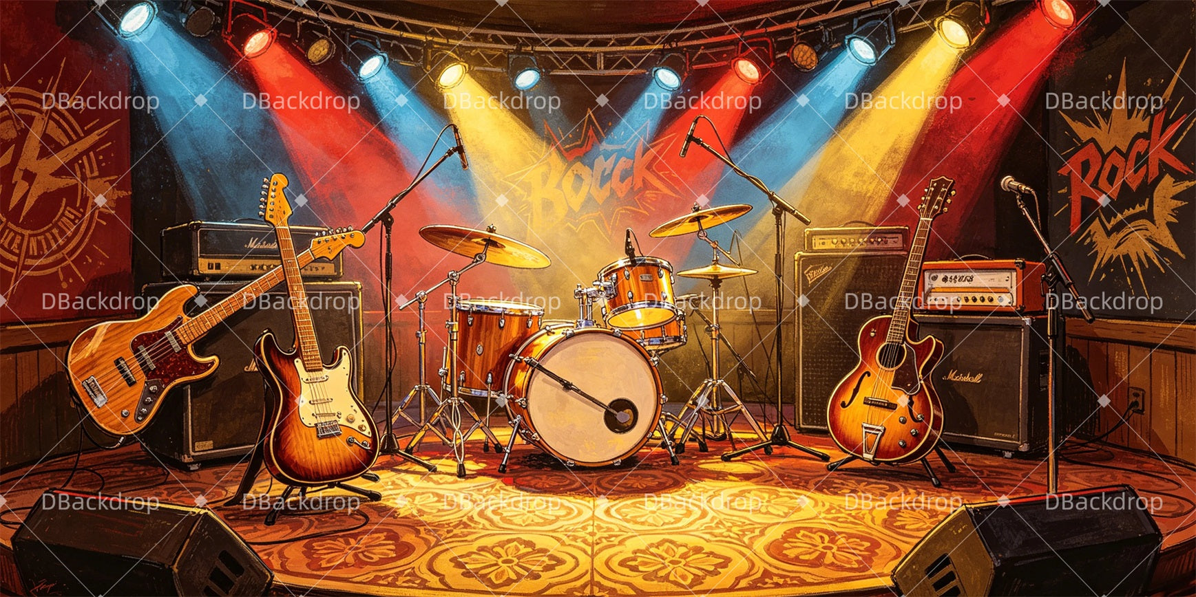 Performance Backdrop Rock Stage Show Broadway Stage Backdrop GQ67-T4