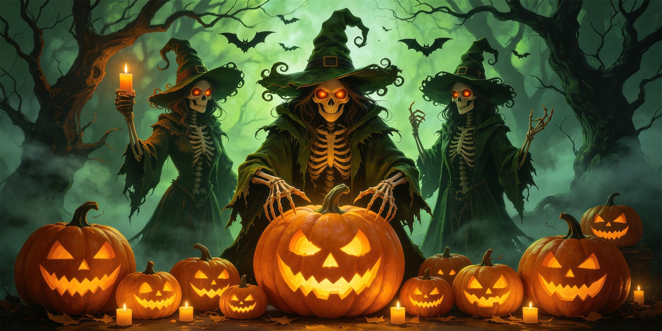 Witch Halloween Garage Door Cover Skeleton Pumpkin Forest Halloween Garage Door Cover GQ68-1-2 car