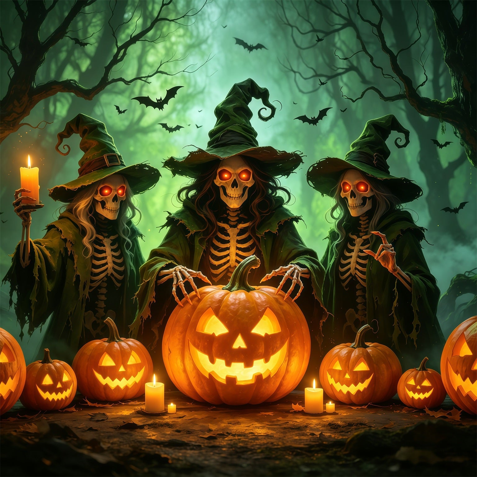 Witch Halloween Garage Door Cover Skeleton Pumpkin Forest Halloween Garage Door Cover GQ68-1-1 car