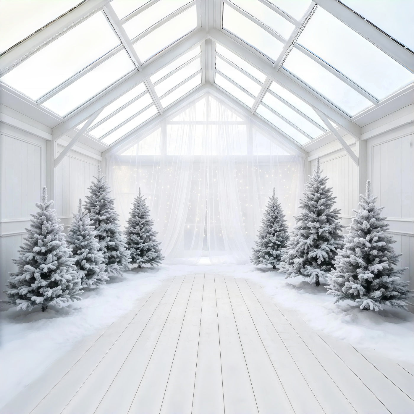 Christmas Tree Backdrop Frosted White Pine Atrium Muslin Christmas Backdrop GQ68-111