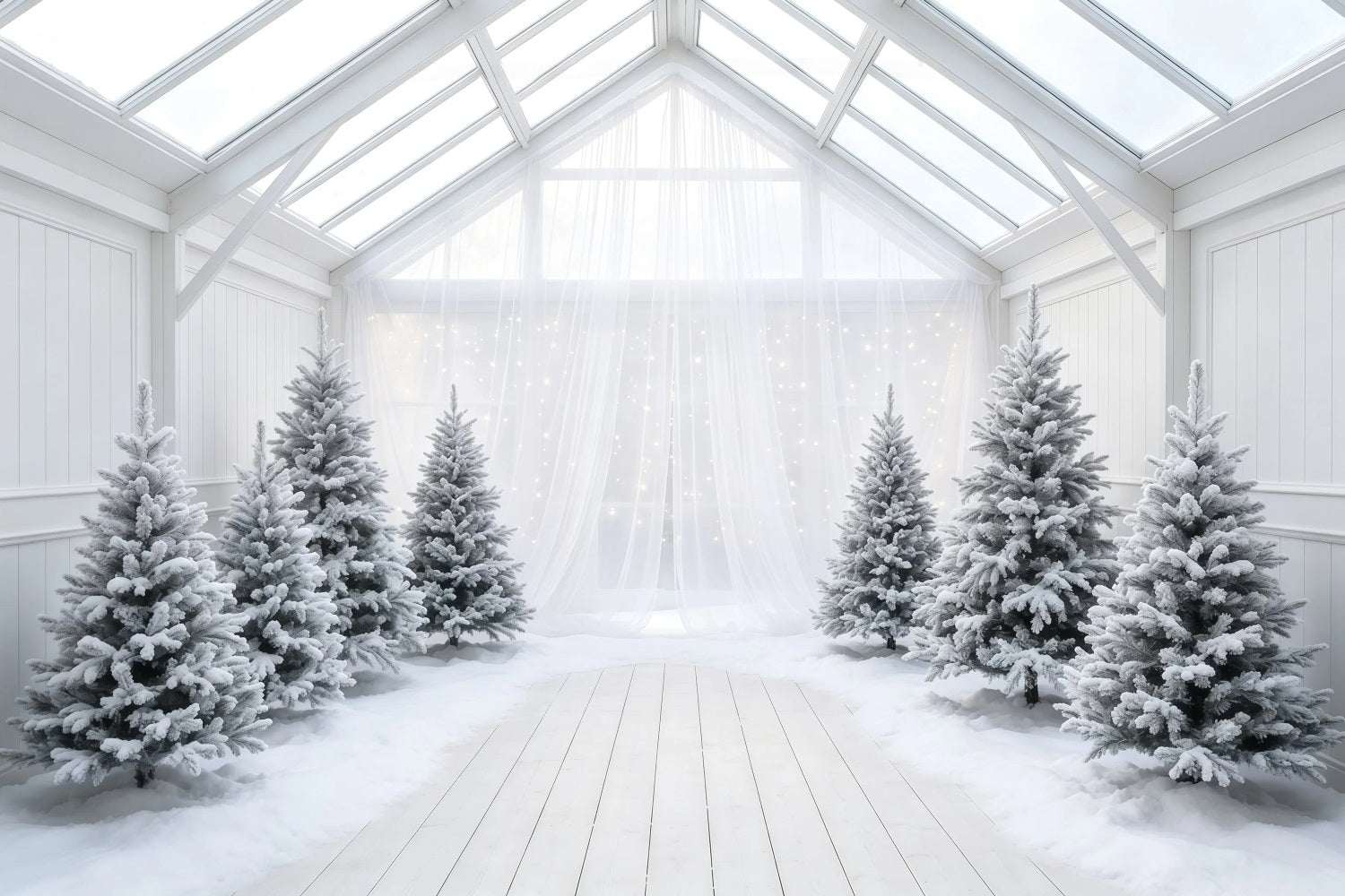 Christmas Tree Backdrop Frosted White Pine Atrium Muslin Christmas Backdrop GQ68-111