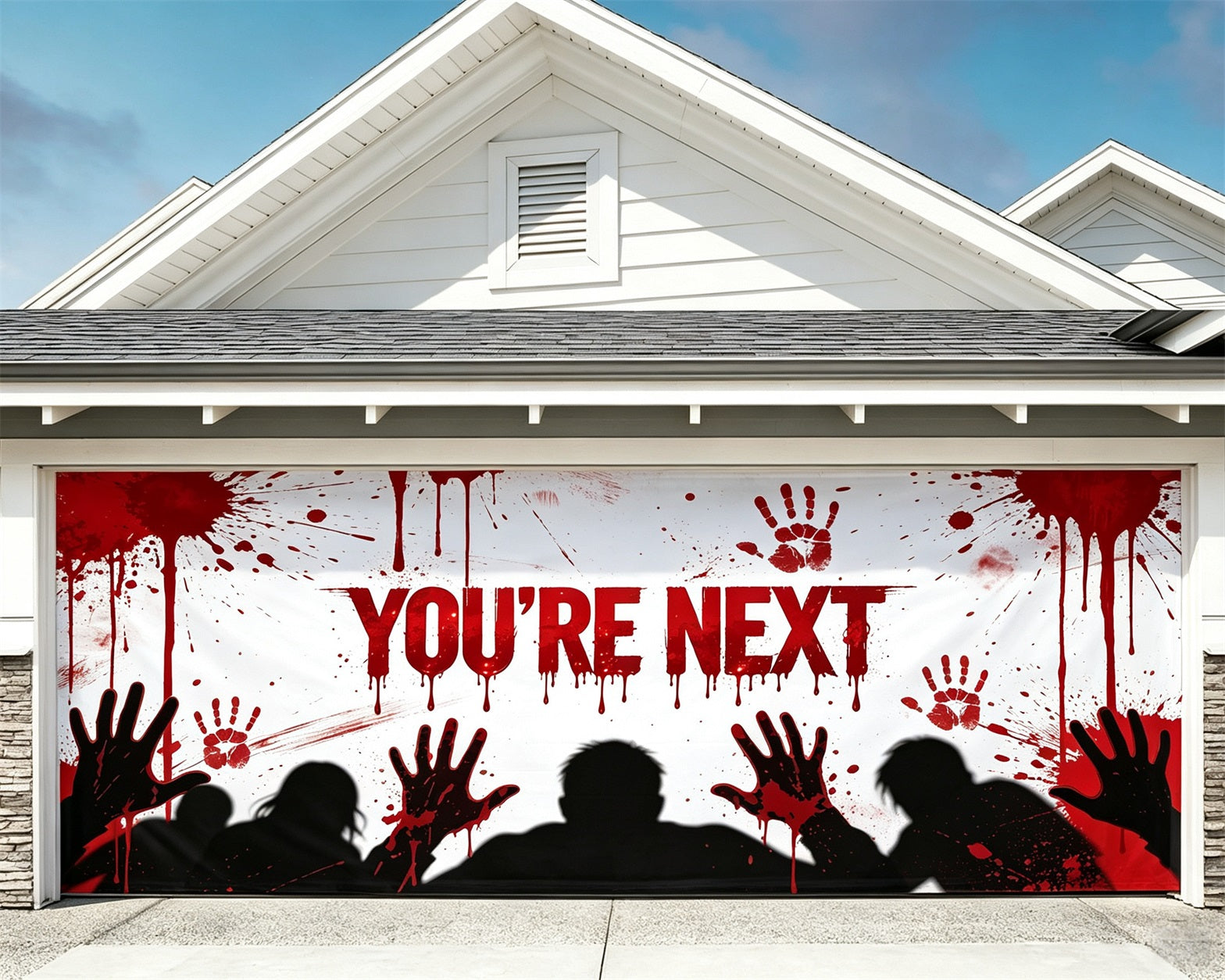 Vampire Halloween Garage Door Cover Bloody Zombie Warning Poster Halloween Yard Garage Door Decor GQ68-12-2 car
