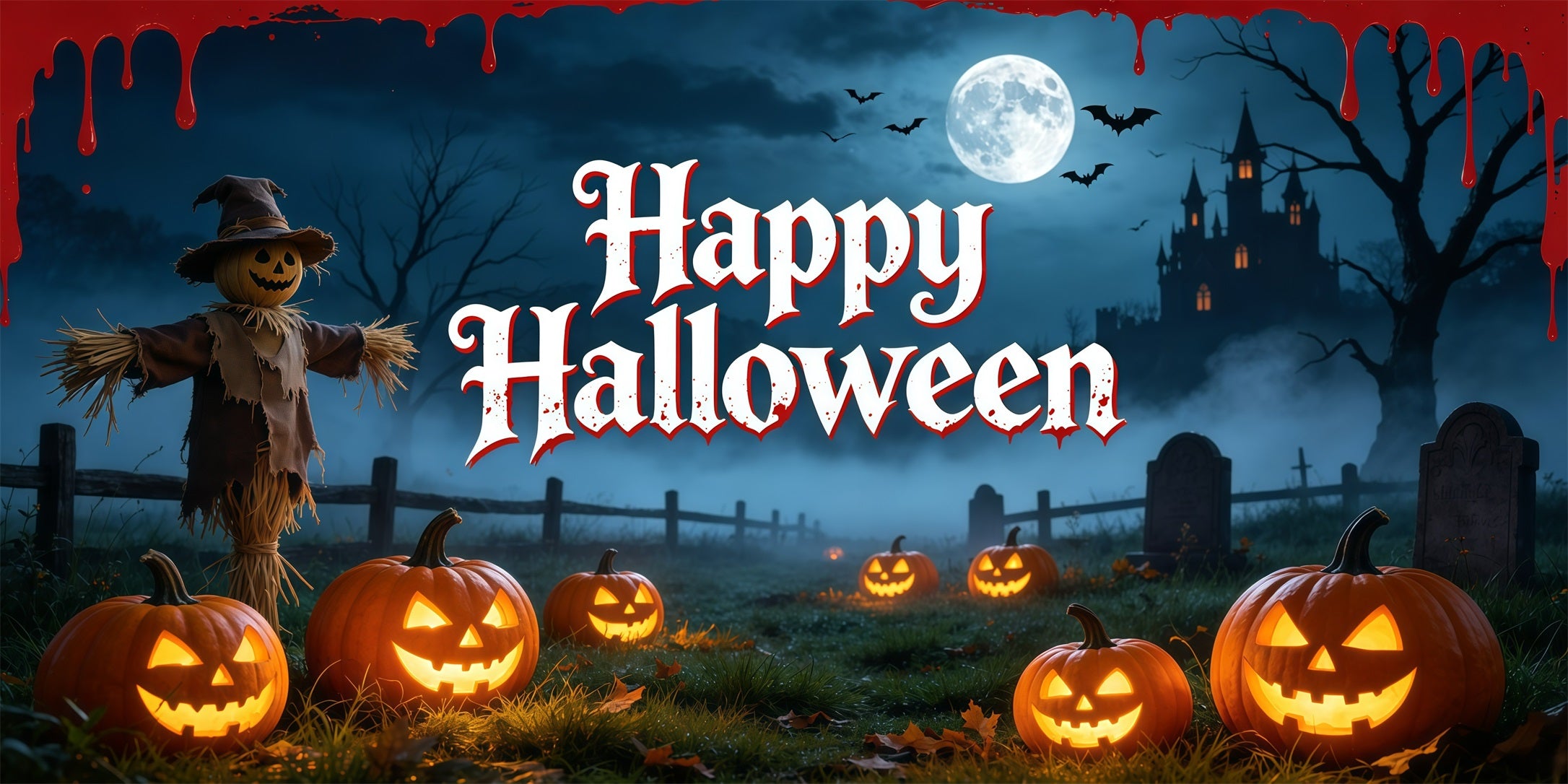 Scarecrow Halloween Garage Door Cover Moonlit Pumpkin Graveyard Halloween Party Garage Door Cover GQ68-13-2 car