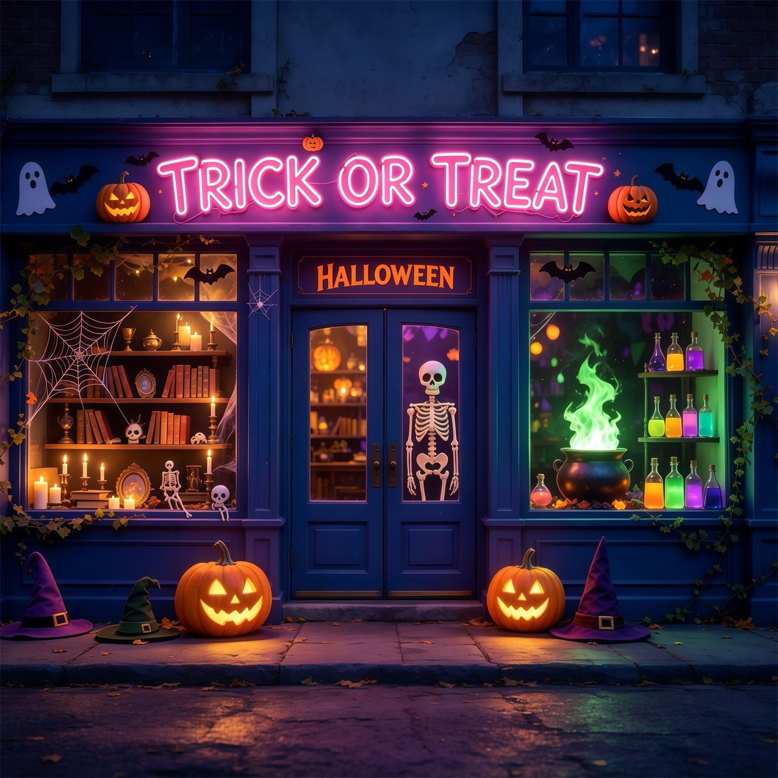 Spooky Halloween Garage Door Cover Neon Shop Door Window Trick or Treat Garage Door Cover GQ68-18-1 car