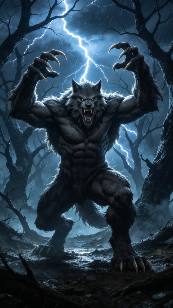 Werewolf Forest Door Lightning Night Forest Full Size Halloween Door Cover GQ68-23