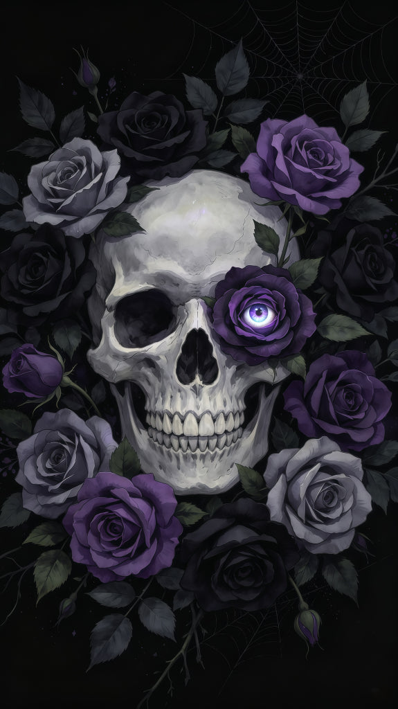 Gothic Rose Skull Door Skull Rose Eye Bloom Halloween Party Door Banner GQ68-28