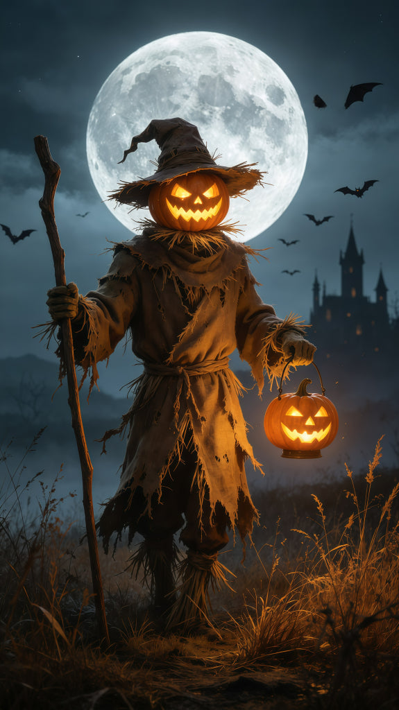 Pumpkin Scarecrow Door Moonlit Lantern Scarecrow Halloween Home Door Decor GQ68-29