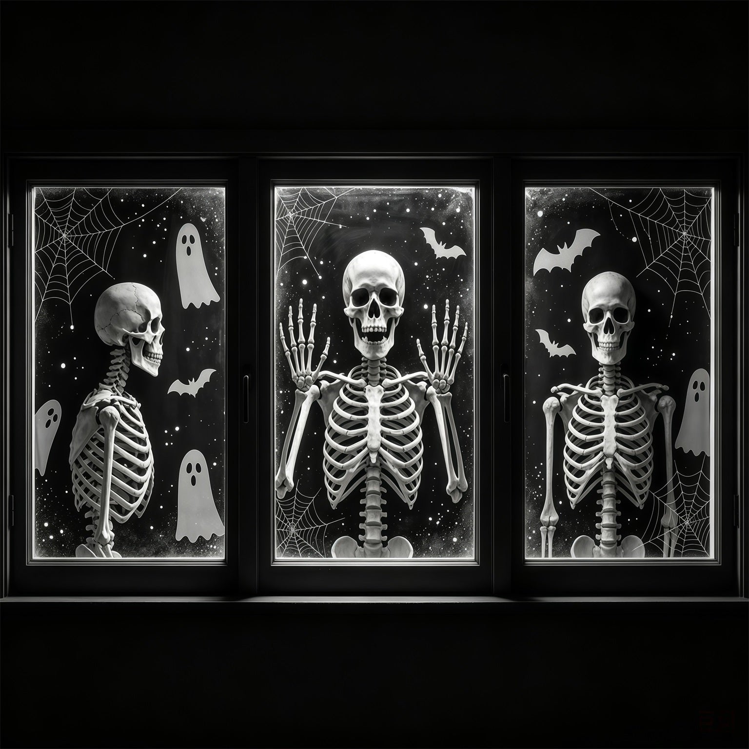 Skeleton Halloween Garage Door Cover Skeleton Ghost Cobweb Window Full Size Halloween Garage Door Cover GQ68-3-1 car