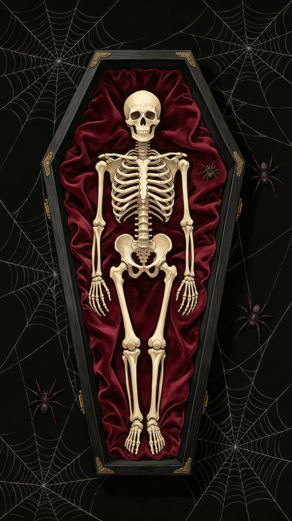 Coffin Entrance Door Skeleton Velvet Spider Web Creepy Door Decoration GQ68-31